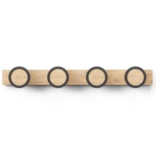 Вешалка настенная Hub Rail, 50 см, дерево, 4 крючка, UMBRA