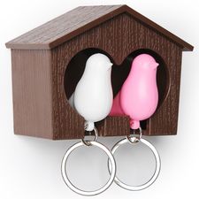 Держатель для ключей Duo Sparrow, коричневый/белый/розовый, QUALY