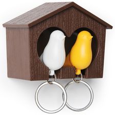 Держатель для ключей Duo Sparrow, коричневый/белый/желтый, QUALY