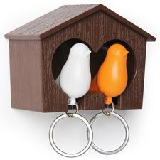 Держатель для ключей Duo Sparrow, коричневый/белый/оранжевый, QUALY