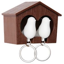 Держатель для ключей Duo Sparrow, коричневый/белый, QUALY