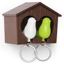 Держатель для ключей Duo Sparrow, коричневый/белый/зеленый, QUALY