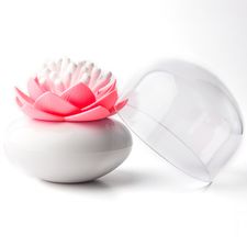 Контейнер для хранения ватных палочек Lotus, белый/розовый, QUALY