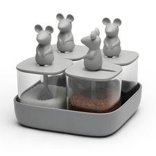 Набор банок для сыпучих продуктов Lucky Mouse Seasoning, 4 шт., QUALY