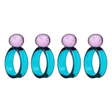 Набор из 4 колец для салфеток Orb, 4 см, бирюзовые/розовые, Liberty Jones