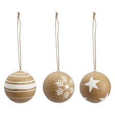 Набор елочных шаров из папье-маше Zero waste из коллекции New Year Essential, 3 шт., Tkano