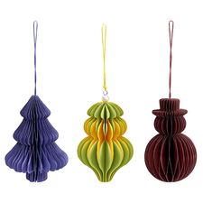 Набор елочных украшений из бумаги Honeycomb festive из коллекции New Year Essential, Tkano