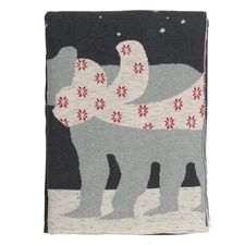 Плед из хлопка с новогодним рисунком Polar bear из коллекции New Year Essential, 130х180 см, Tkano