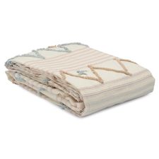 Покрывало из хлопка с бахромой голубого цвета из коллекции Ethnic, 180х250 см, Tkano