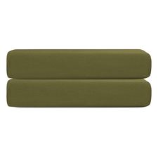 Простыня на резинке из сатина из коллекции Meditation, olive, 160х200х30 см, Tkano