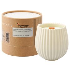 Свеча ароматическая с деревянным фитилём Musk, Rose & Cedarwood из коллекции Edge, бежевый, 60 ч, Tkano