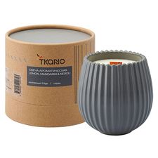 Свеча ароматическая с деревянным фитилём Lemon, Mandarin & Neroli из коллекции Edge, серый, 60 ч, Tkano