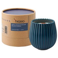 Свеча ароматическая с деревянным фитилём Italian Cypress из коллекции Edge, синий, 60 ч, Tkano