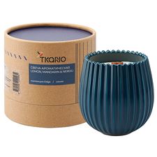 Свеча ароматическая с деревянным фитилём Lemon, Mandarin & Neroli из коллекции Edge, синий, 60 ч, Tkano