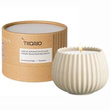 Свеча ароматическая Green tea & Pear blossom из коллекции Edge, бежевый, 30 ч, Tkano