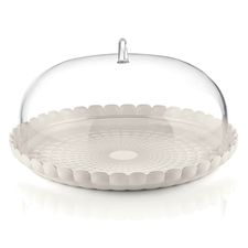 Блюдо сервировочное с крышкой Tiffany, 36 см, молочно-белое, Guzzini