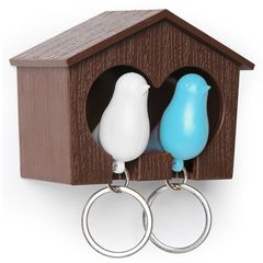 Держатель для ключей Duo Sparrow, коричневый/белый/голубой, QUALY