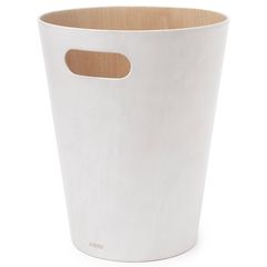 Корзина для мусора Woodrow, 7,5 л, белая/дерево, UMBRA