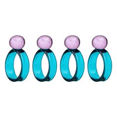 Набор из 4 колец для салфеток Orb, 4 см, бирюзовые/розовые, Liberty Jones