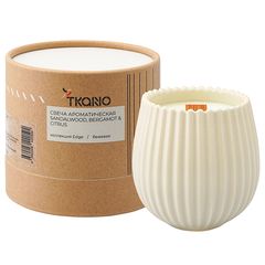 Свеча ароматическая с деревянным фитилём Sandalwood, Bergamot & Citrus из коллекции Edge, бежевый, 60 ч, Tkano