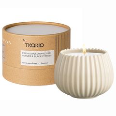Свеча ароматическая Vetiver & Black cypress из коллекции Edge, бежевый, 30 ч, Tkano