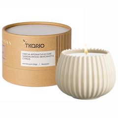 Свеча ароматическая Sandalwood, Bergamot & Citrus из коллекции Edge, бежевый, 30 ч, Tkano