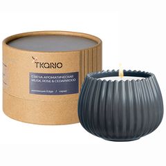 Свеча ароматическая Musk, Rose & Cedarwood из коллекции Edge, серый, 30 ч, Tkano