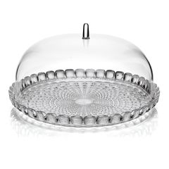 Блюдо сервировочное с крышкой Tiffany, 30 см, серое, Guzzini