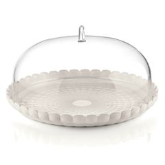 Блюдо сервировочное с крышкой Tiffany, 36 см, молочно-белое, Guzzini