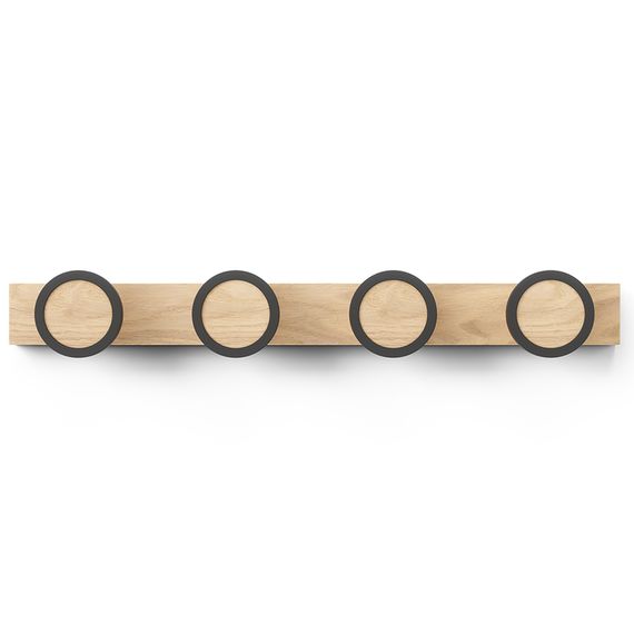 Вешалка настенная Hub Rail, 50 см, дерево, 4 крючка, UMBRA