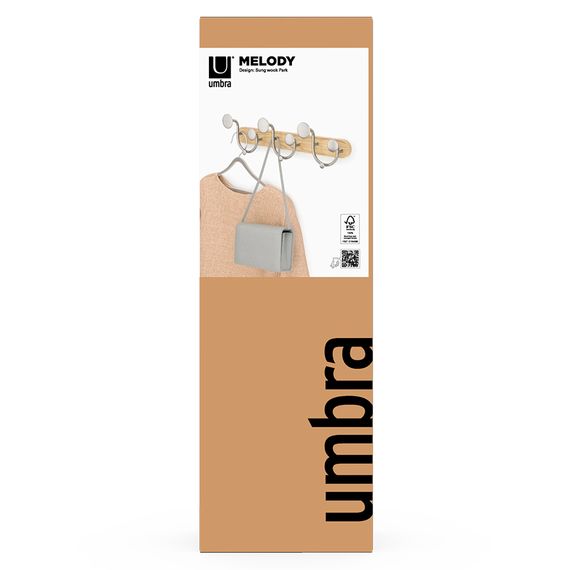 Вешалка настенная Melody, натуральное дерево/никель, UMBRA, изображение 12