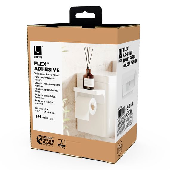 Держатель для туалетной бумаги с полкой Flex Adhesive, белый, UMBRA, изображение 12