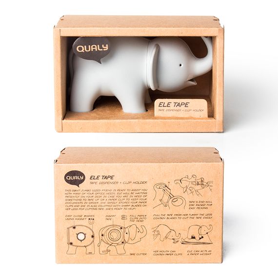 Диспенсер для скотча Elephant, серый, QUALY, изображение 6