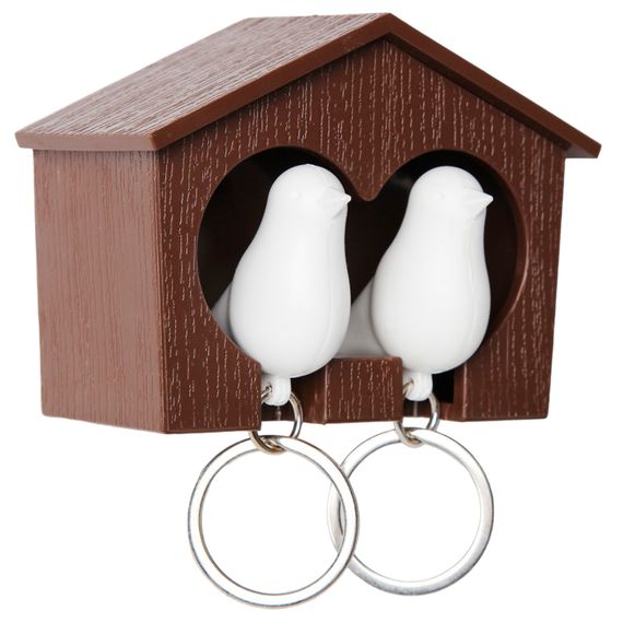 Держатель для ключей Duo Sparrow, коричневый/белый, QUALY