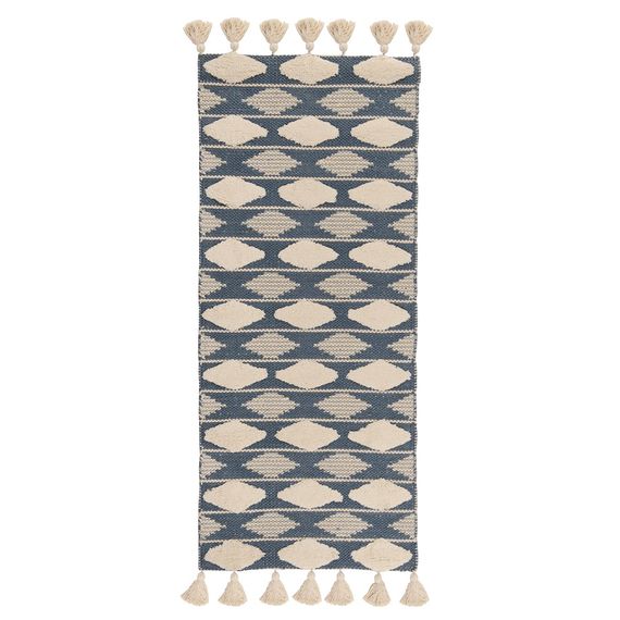 Ковер из хлопка синего цвета Argyle из коллекции Ethnic, 70х160 см, Tkano