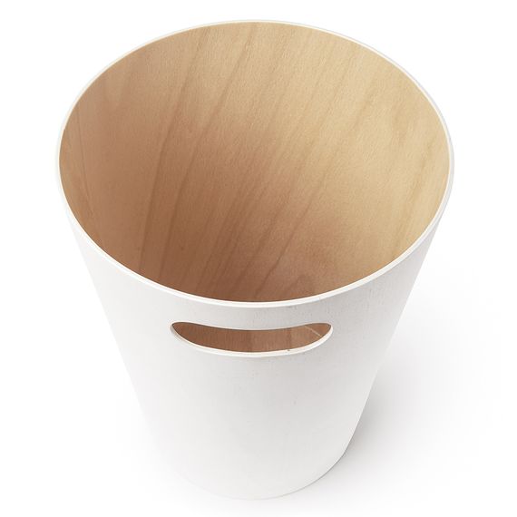 Корзина для мусора Woodrow, 7,5 л, белая/дерево, UMBRA, изображение 7