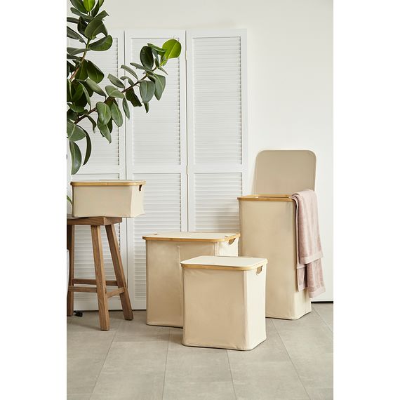 Корзина для белья с двумя отделениями Neat Twin, 53,5х33х53 см, молочная, Smart Solutions, изображение 2