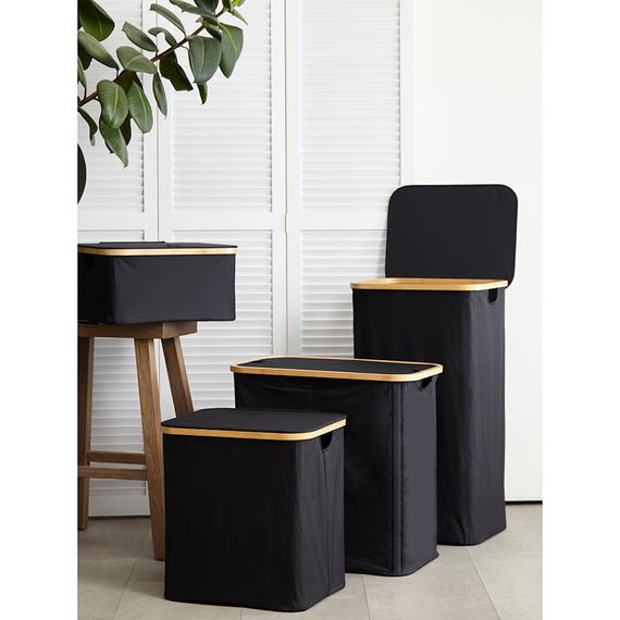 Корзина для белья с двумя отделениями Neat Twin, 53,5х33х53 см, черная, Smart Solutions, изображение 2