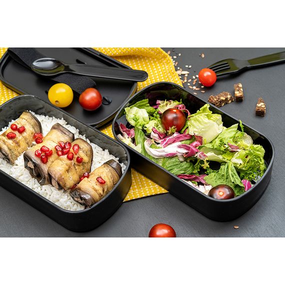 Ланч-бокс с приборами Food Time, 1 л, черный, Smart Solutions, изображение 8