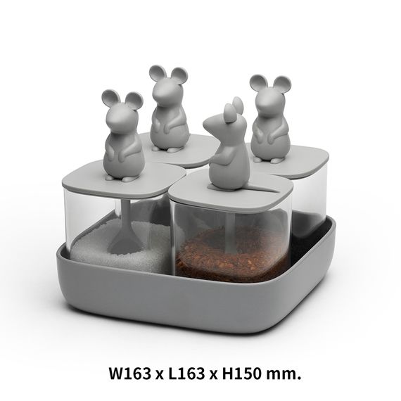 Набор банок для сыпучих продуктов Lucky Mouse Seasoning, 4 шт., QUALY, изображение 5