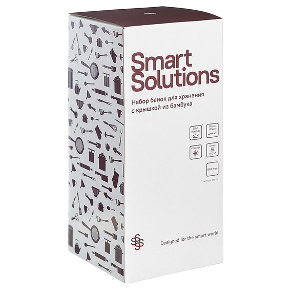 Набор из 3 банок для хранения с крышкой из бамбука, Smart Solutions, изображение 8