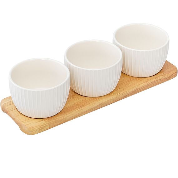 Набор из 3 чаш на деревянной подставке Soft Ripples, Dual Glazing, 200 мл, Liberty Jones, изображение 5