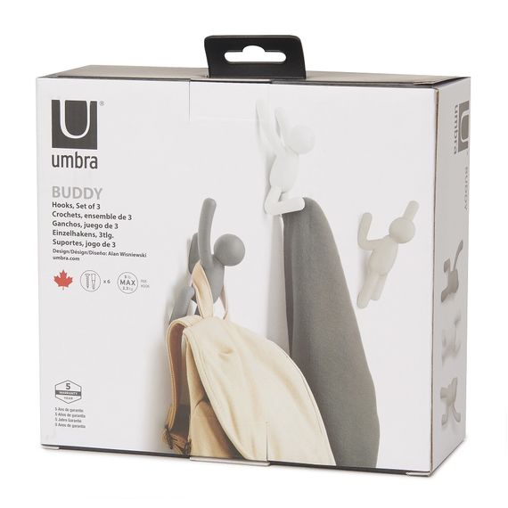 Набор крючков Buddy серый, 3 шт., UMBRA, изображение 2
