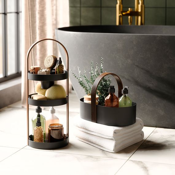 Органайзер для косметики Bellwood, 20х50 см, черный/орех, UMBRA, изображение 5