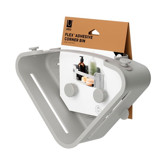 Органайзер для душа угловой Flex Adhesive, серый, UMBRA, изображение 9
