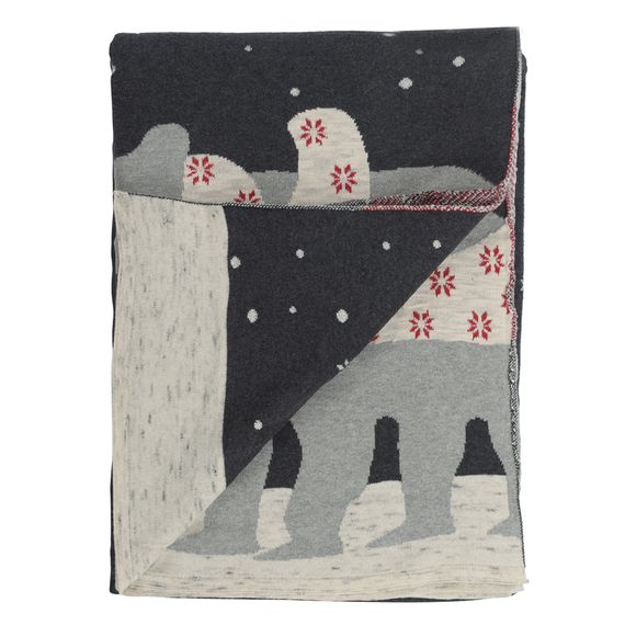 Плед из хлопка с новогодним рисунком Polar bear из коллекции New Year Essential, 130х180 см, Tkano, изображение 6