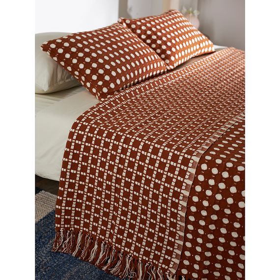 Покрывало из хлопка Polka dots карамельного цвета из коллекции Essential, 230х250 см, Tkano, изображение 5