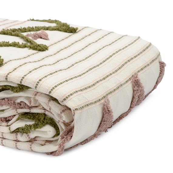 Покрывало из хлопка с бахромой оливкового цвета из коллекции Ethnic, 230х250 см, Tkano, изображение 9