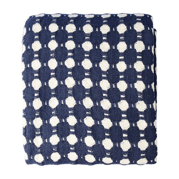 Покрывало из хлопка Polka dots темно-синего цвета из коллекции Essential, 230х250 см, Tkano, изображение 7