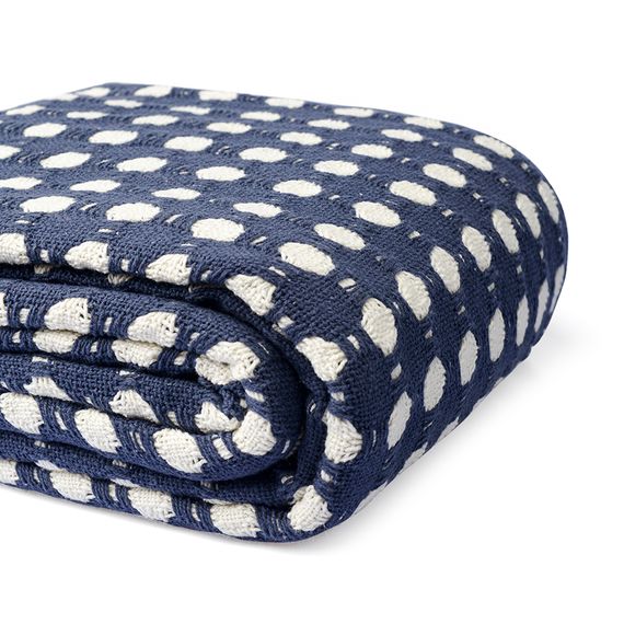 Покрывало из хлопка Polka dots темно-синего цвета из коллекции Essential, 230х250 см, Tkano, изображение 8
